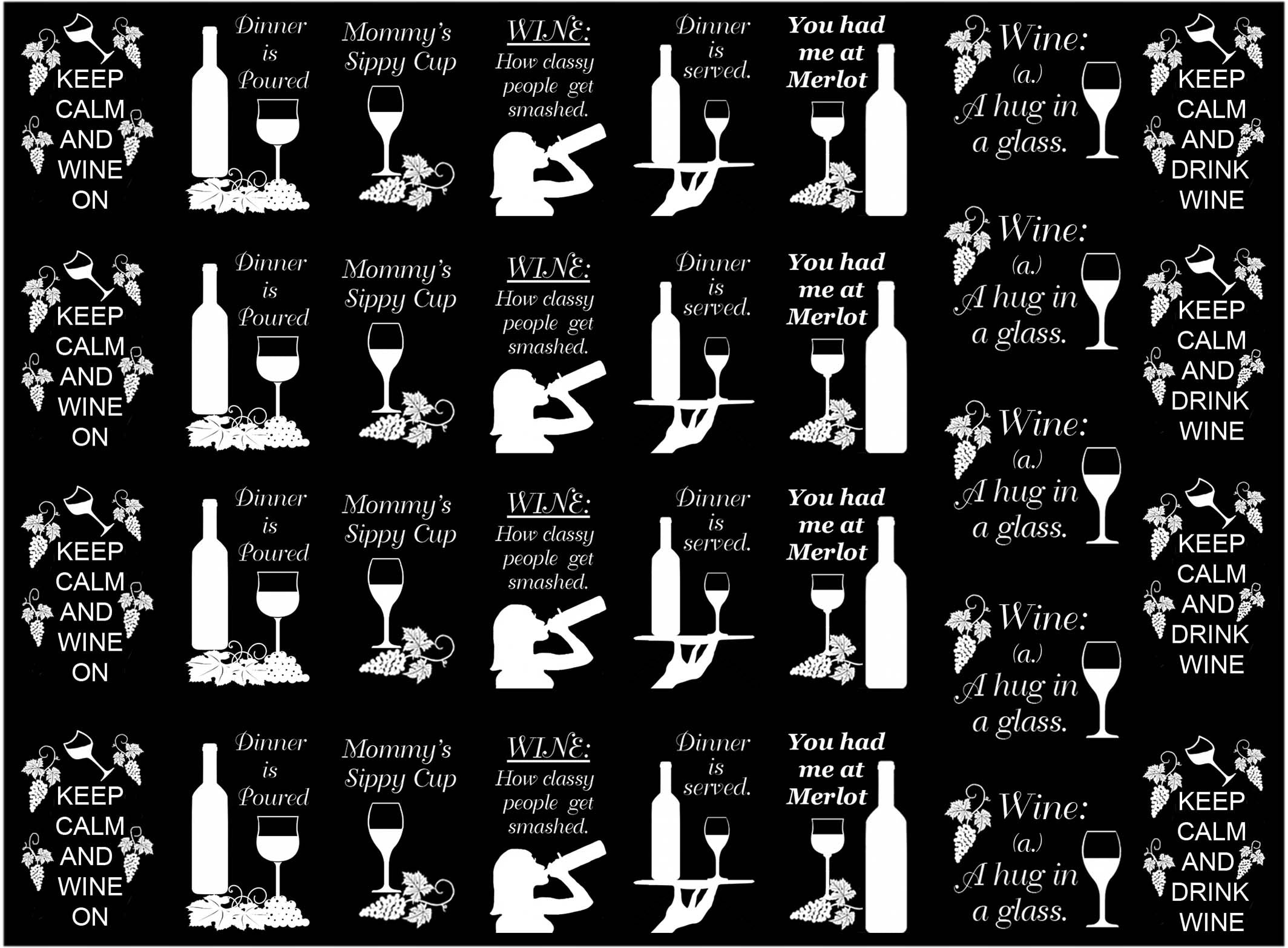 Wine Me 78 To 1 18 White 952 Fused Glass Decals