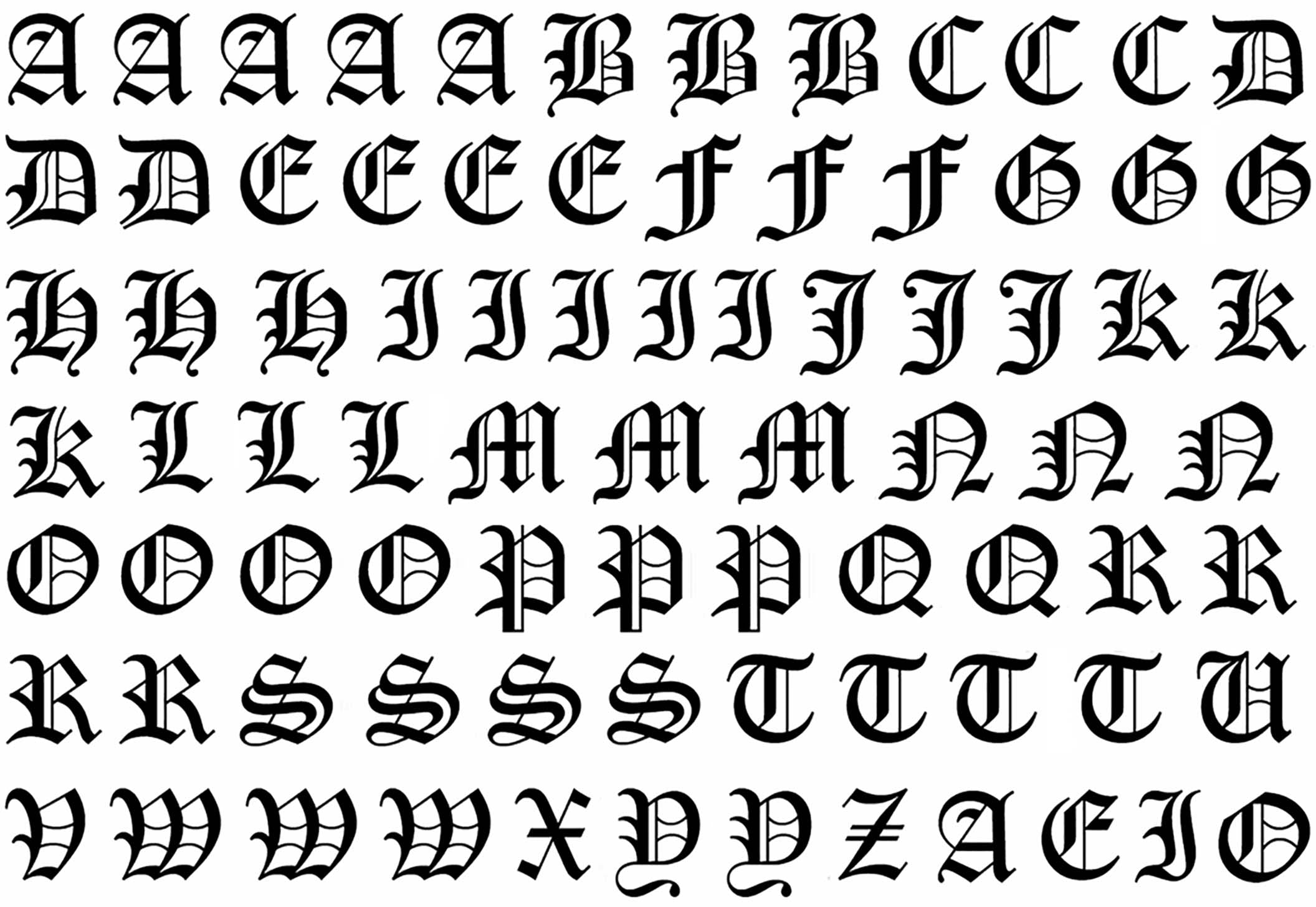 Old English Fonts Alphabet 7012