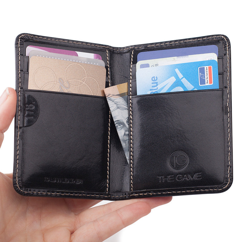 The Googly Black Mens Leather Slim Wallet - The Game