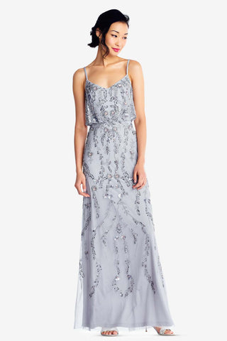 Adrianna Papell Blue Beaded Gown TheDresscodes