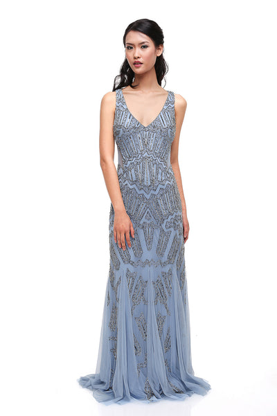 maya cut out back sequin and tulle maxi dress