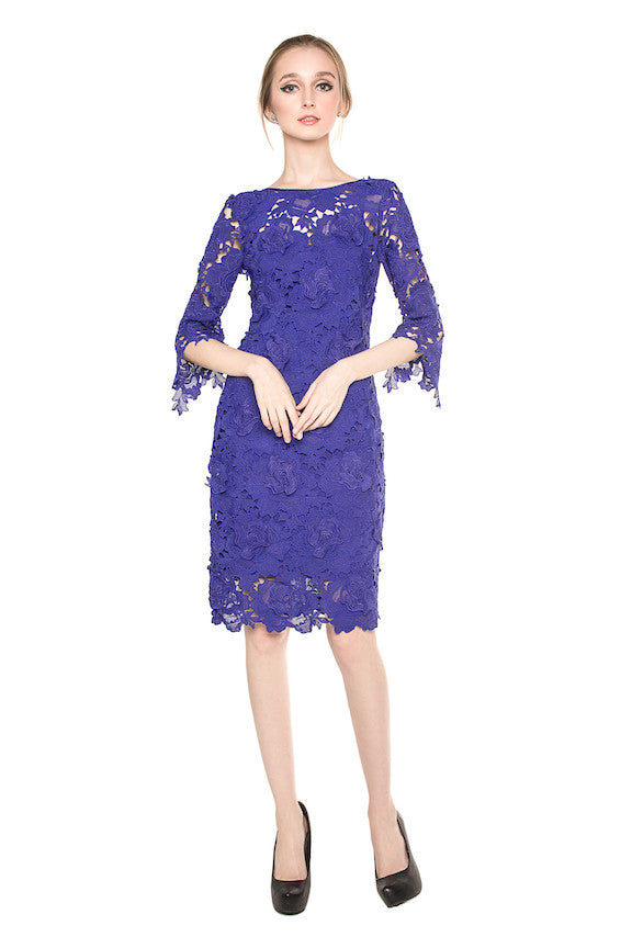 joanna wrap lace batwing dress