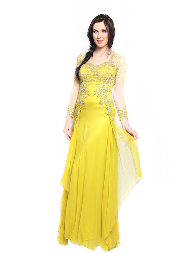 Lucy Harli Yellow  Green Kebaya  Modern  Gown Dresscodes