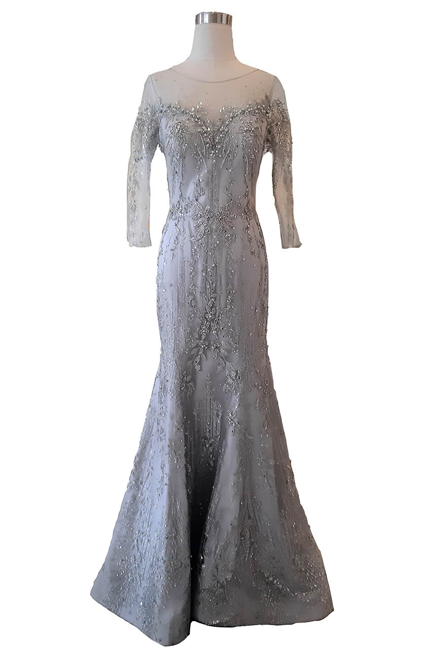Rent : Yumi Katsura - Silver Sabrina Mermaid Gown – Dresscodes