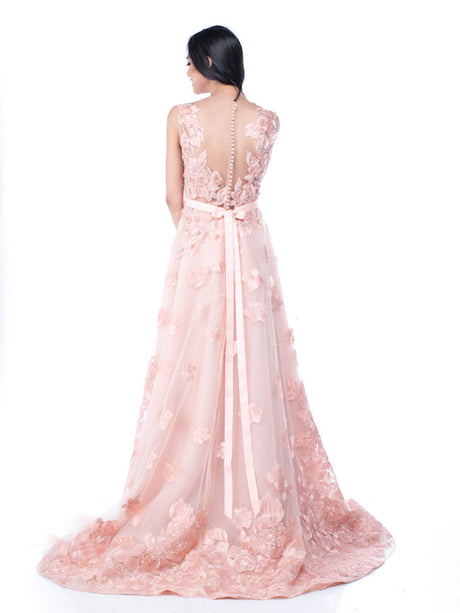 Yefta Gunawan Peach Evening Pre-Wedding Gown | TheDresscodes.com