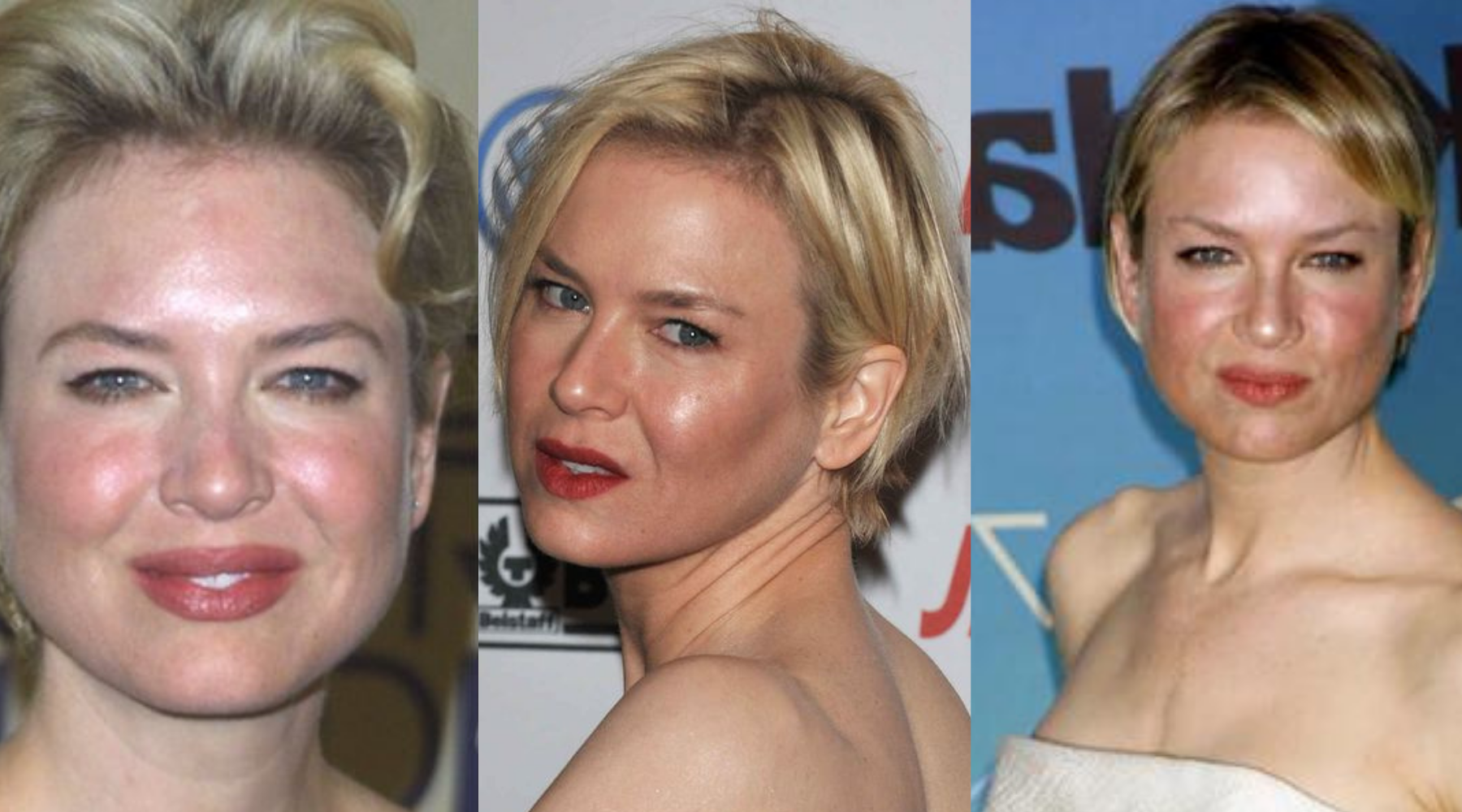 The photograph shows Hollywood Actress, Renée Zellweger, photographed at film premiers throughout the last twenty years.