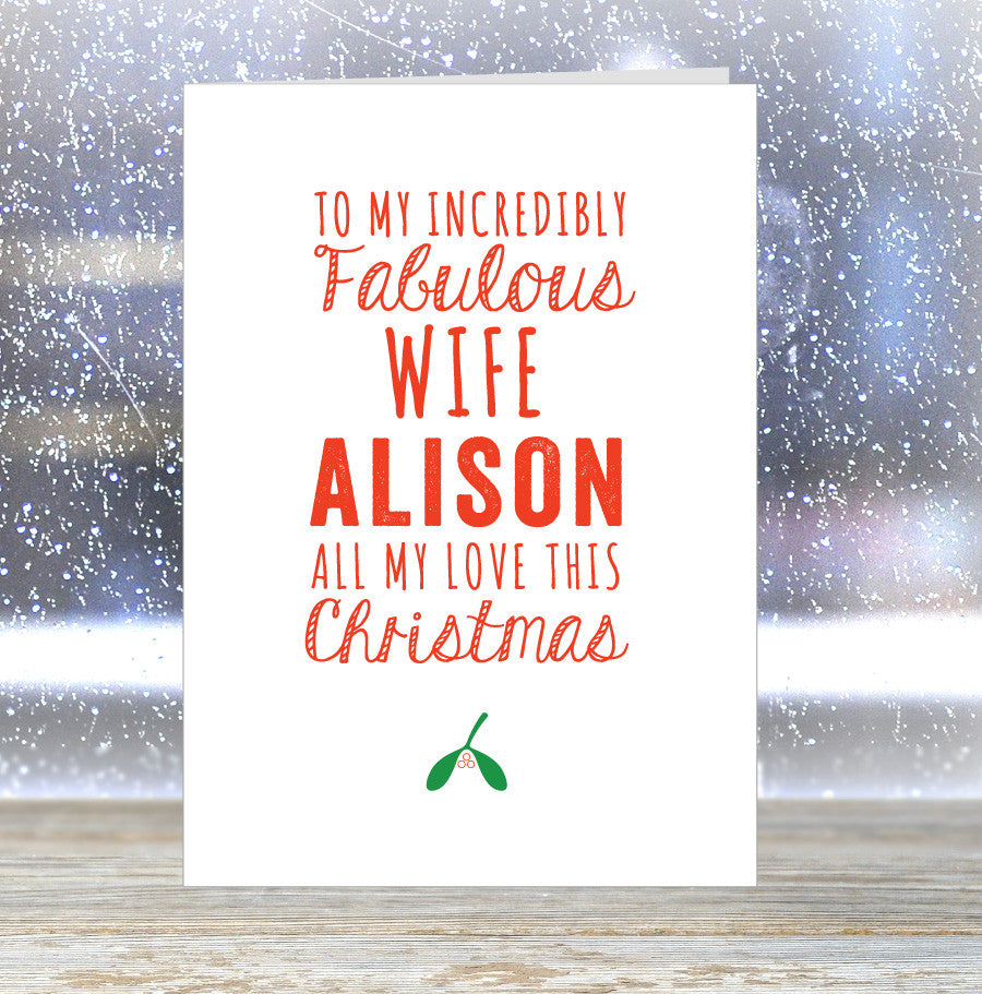 Wife Christmas card Personalised Christmas card for Wife Special Christmas