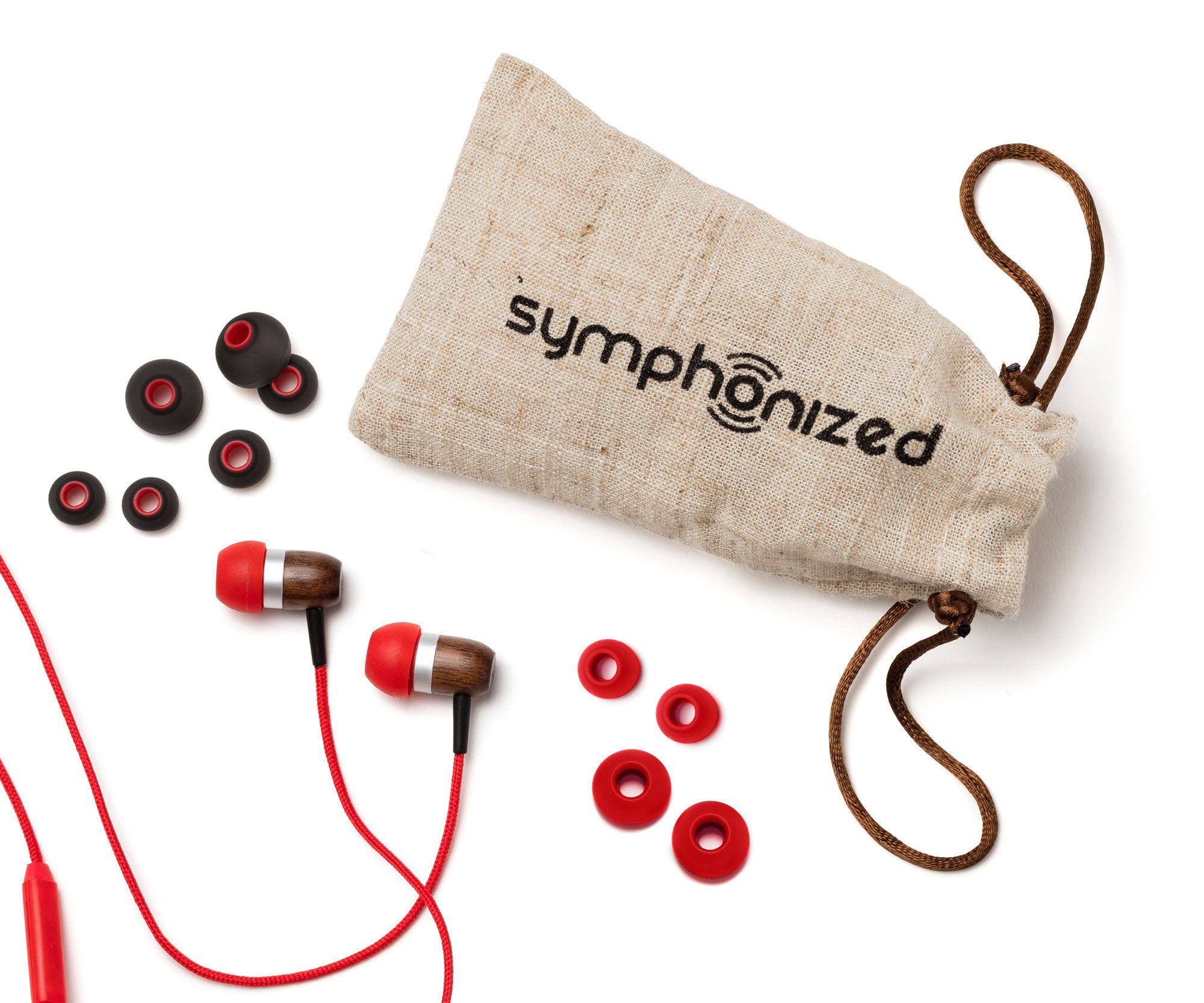 GLXY In-Ear Wood Headphones - Red