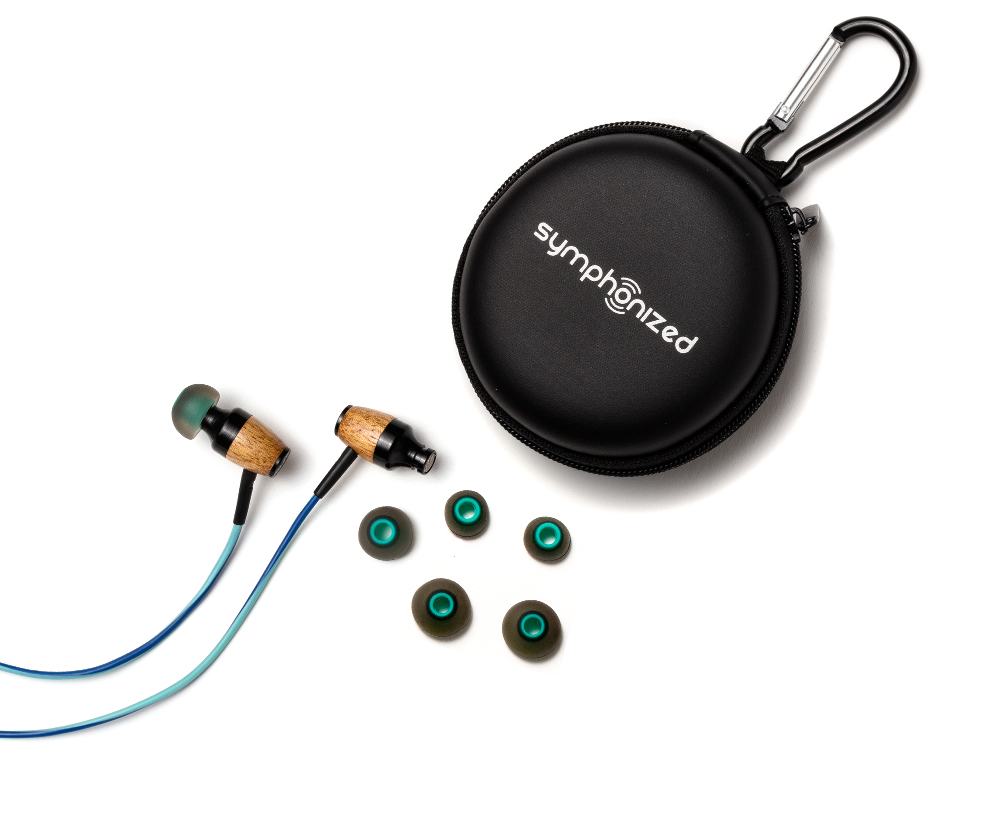 DRM In-Ear Wood Headphones - Teal and Blue