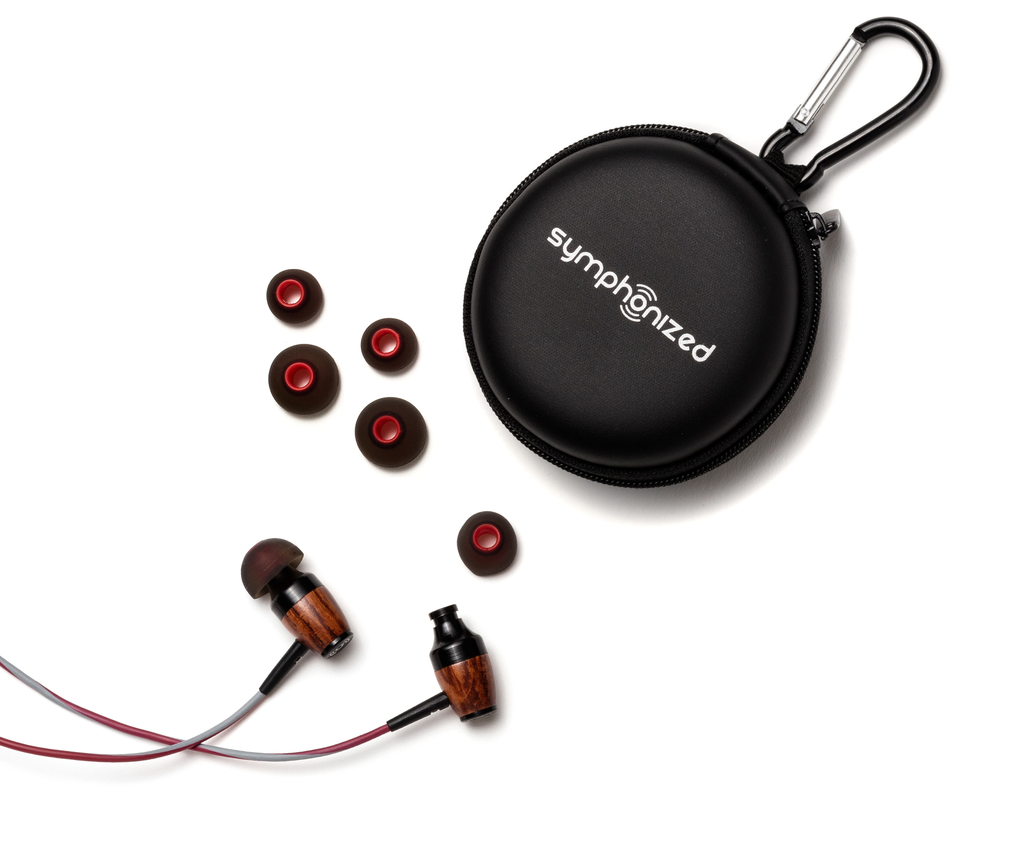 DRM In-Ear Wood Headphones - Gray and Red