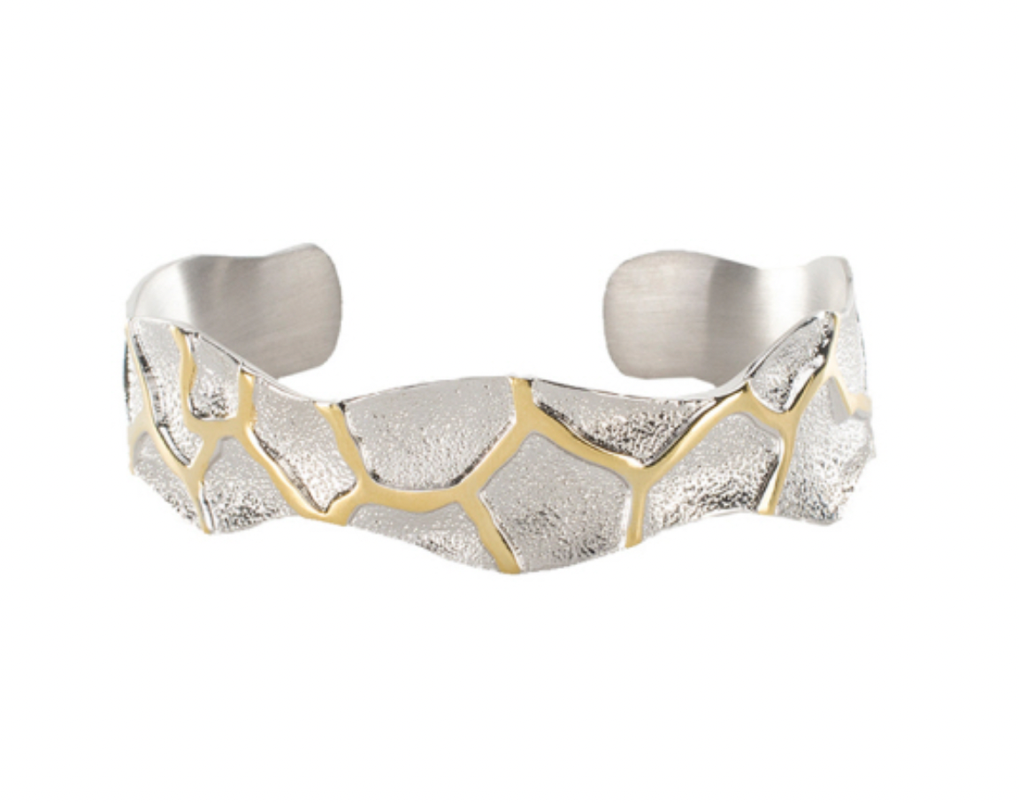 Rustic Cuff- Joanie Silver and Gold Bracelet