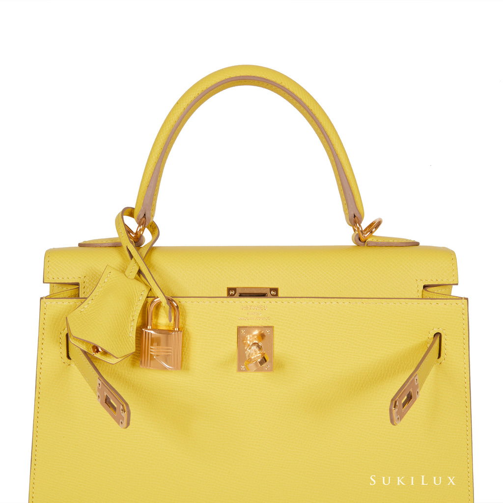 Hermès Kelly 25cm Sellier Veau Epsom 9R Lime Gold Hardware – SukiLux