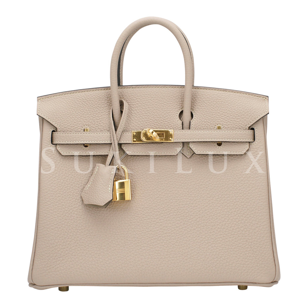 Hermès Birkin 25cm Veau Clemence 81 Gris Tourterelle Gold Hardware ...