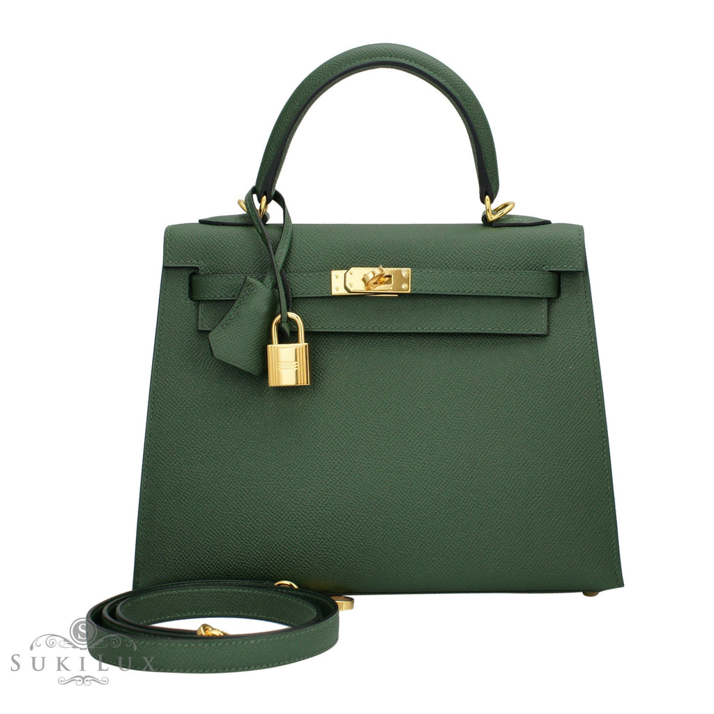 Hermès Kelly 25cm Sellier Veau Epsom 2Q Vert Anglais Gold Hardware ...