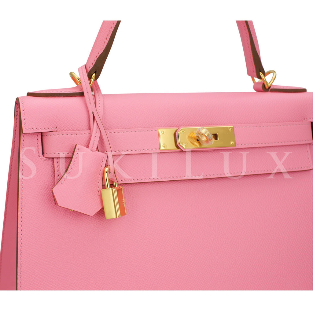 Hermès Kelly 28cm Sellier Veau Epsom Rose Confetti 1Q Gold Hardware ...
