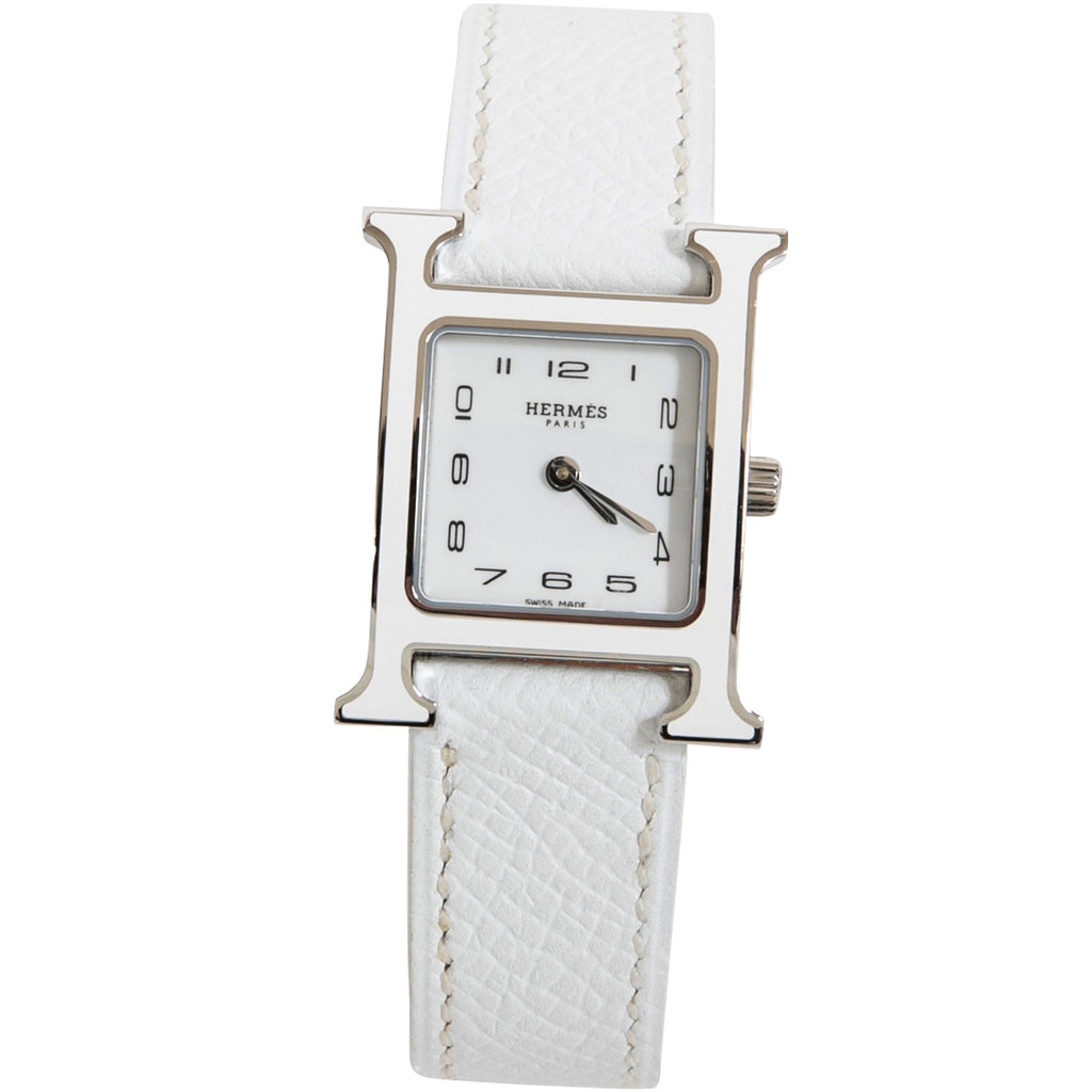 Hermès Heure H Watch PM White Enamel 