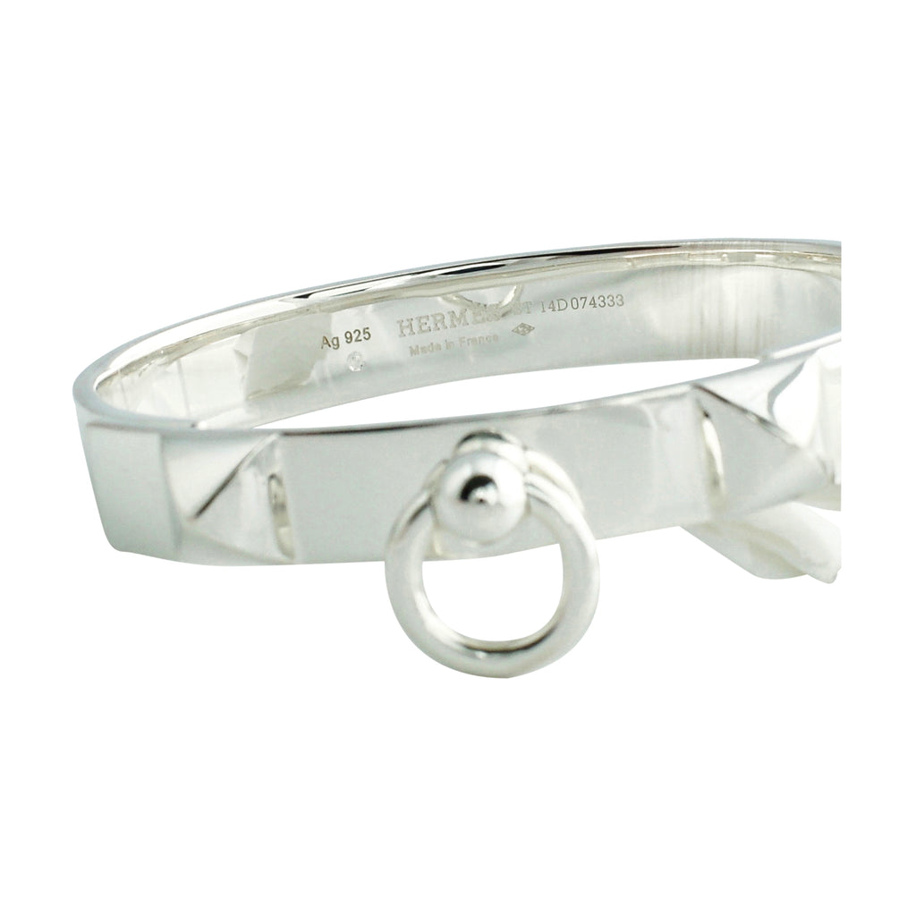 hermes collier de chien bracelet silver
