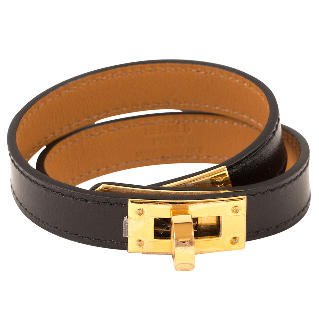 hermes black leather bracelet