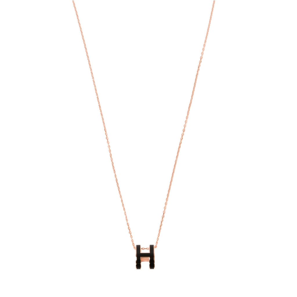 hermes h necklace rose gold