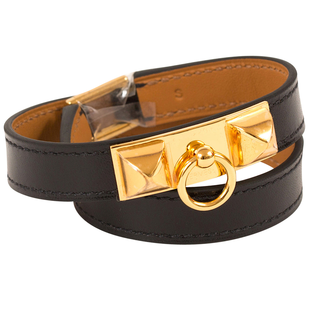 hermes black and gold bracelet