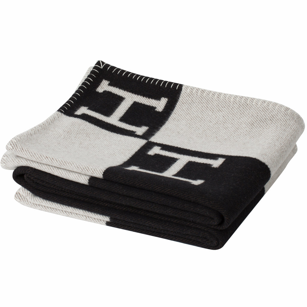 Herms New Classic Avalon Throw Blanket Cru Gris Fonc SukiLux