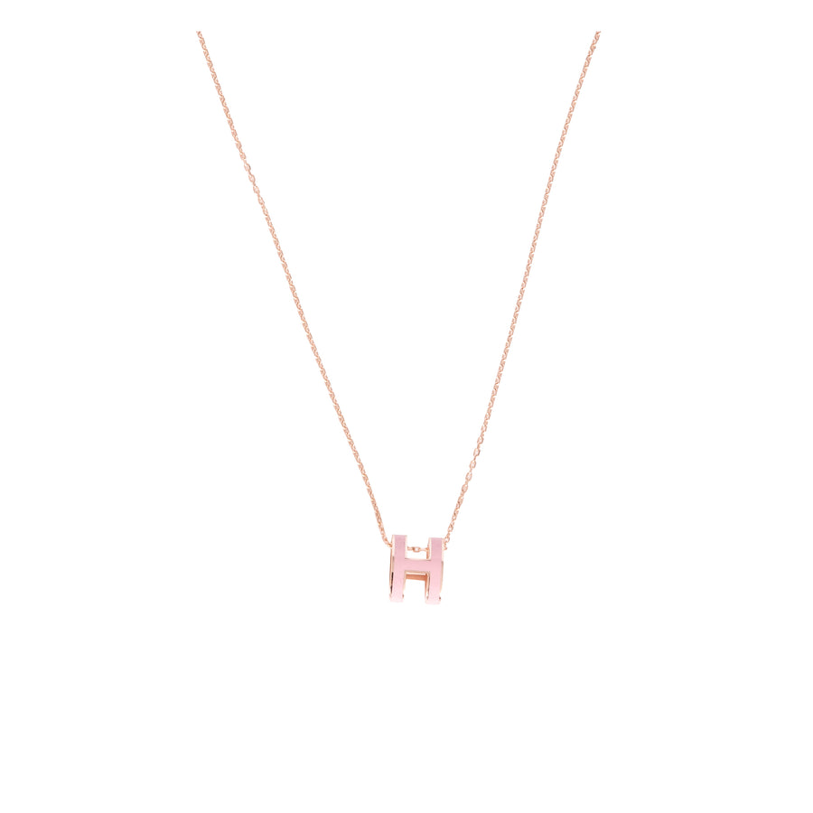 Hermès Pop H Necklace White ROSE GOLD PLATED WITH SOFT CHAIN – SukiLux