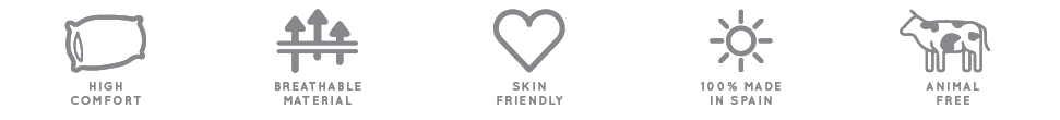 Made in Spain, eco friendly, breathable material