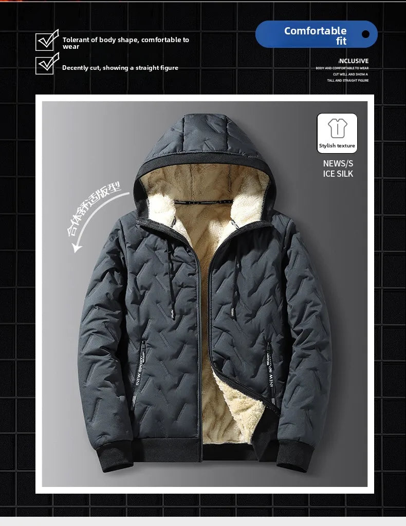 Grey fleece-lined winter jacket