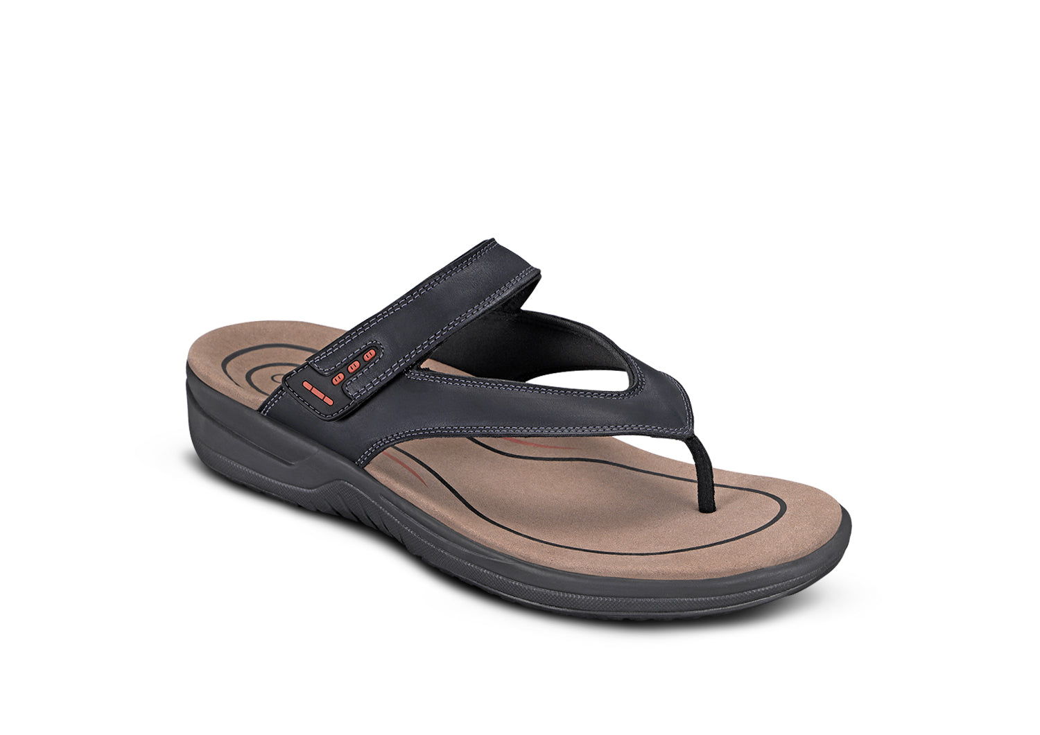 Men's Toe Post Sandals With Arch Support | OrthoFeet Eldorado Black