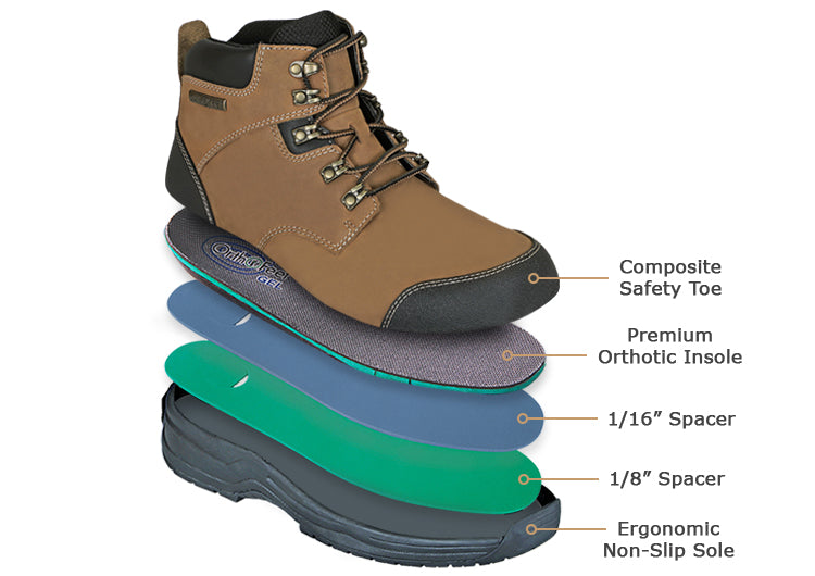 Men'S Work Shoes Safety Composite Toe | Granite Camel Orthofeet