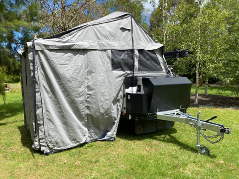 Set up main tent on Patriot Campers X1