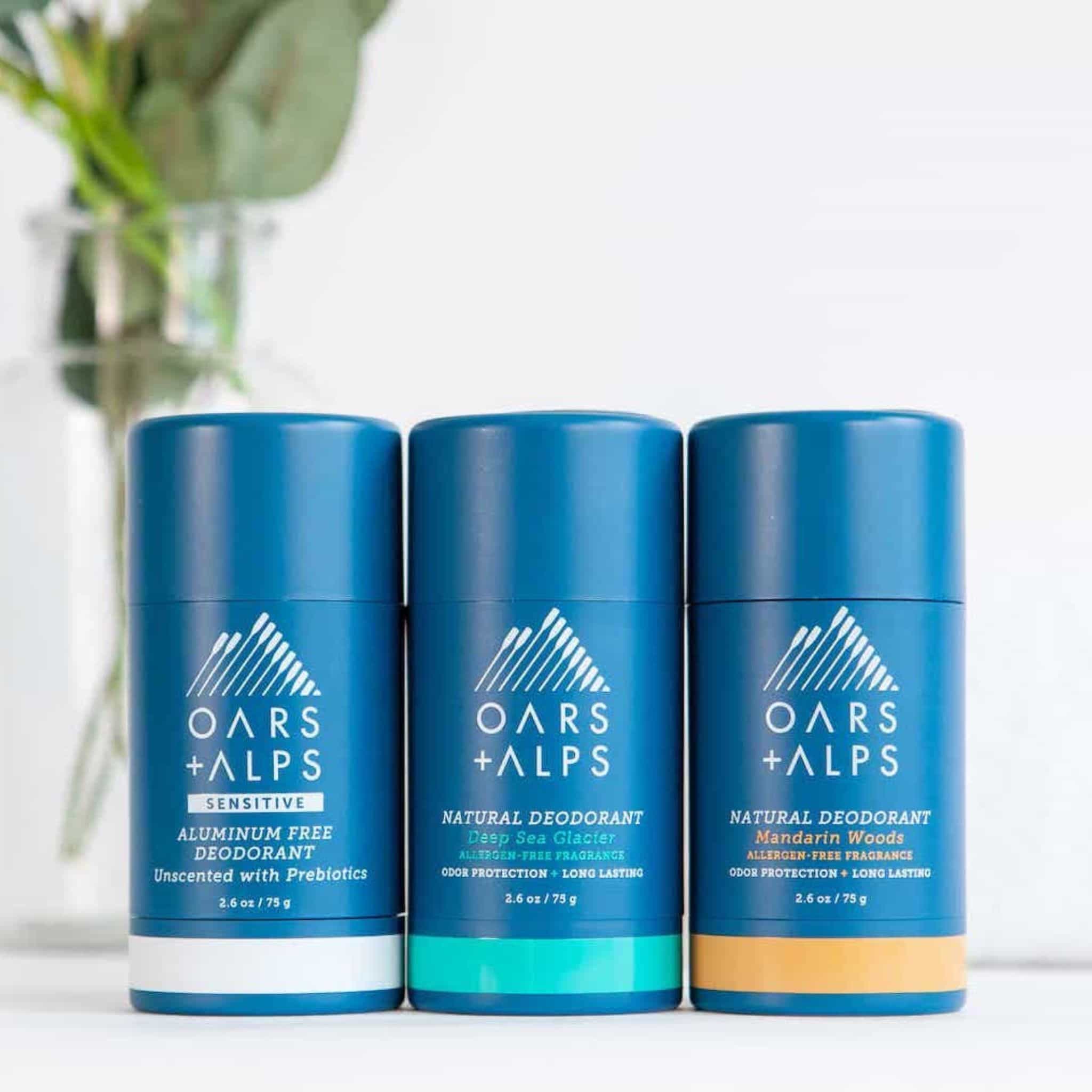 3 aluminum-free deodorants, 2 with allergen-free fragrance, and 1 unscented deodorant.