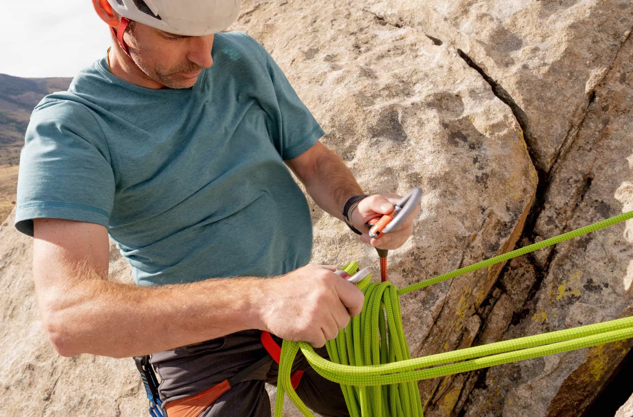 Matt Walker working with climbing ropes