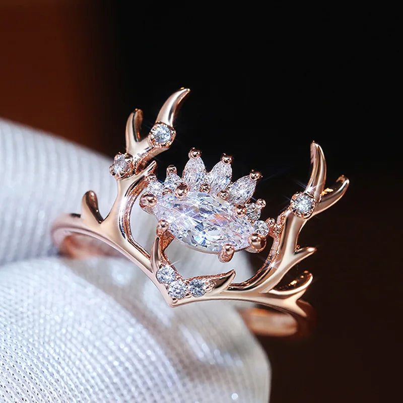 Rose Gold Color Elk Shape Women Rings