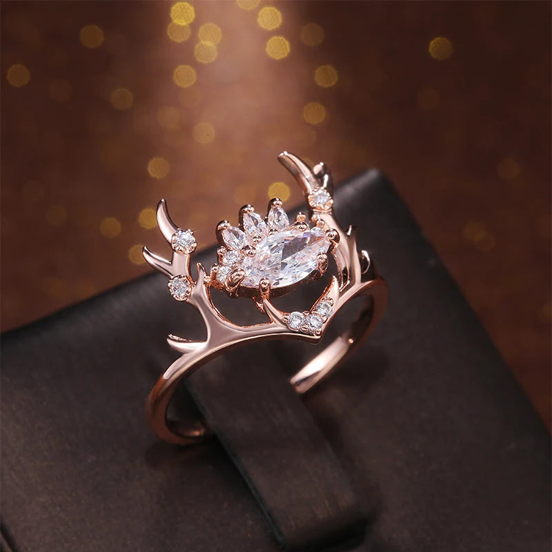 Madenmaz Rose Gold Elk Shape Ring for Women - Image 8
