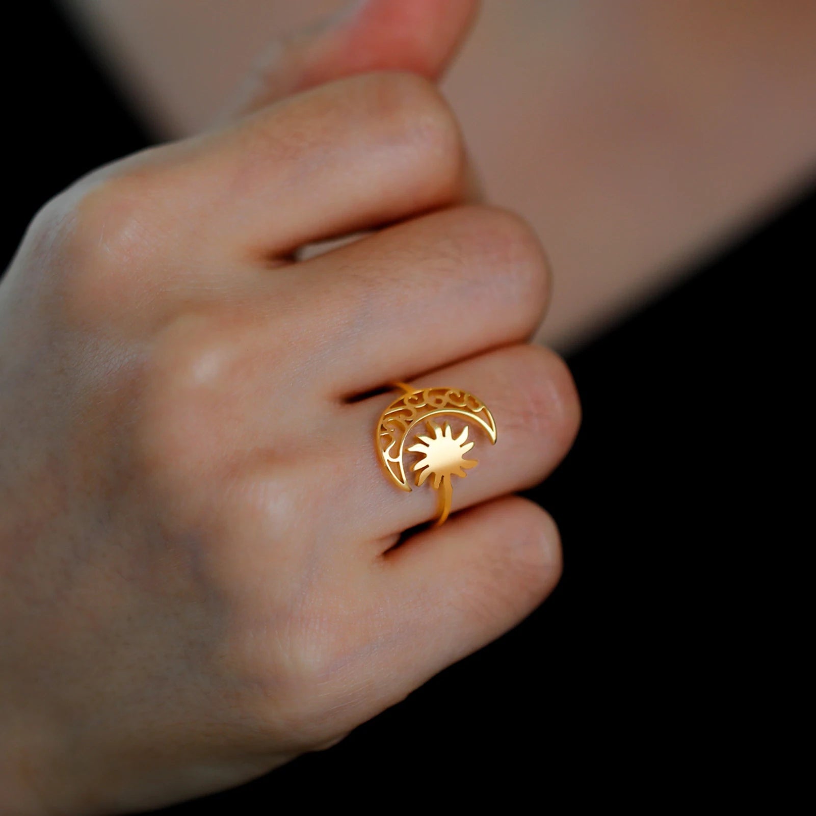Sun Moon Crescent Rings