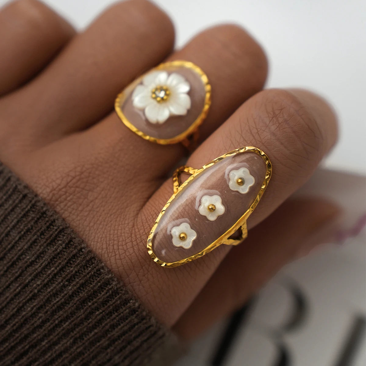 Pinamy Retro Eternity Flower Adjustable Ring - Image 3