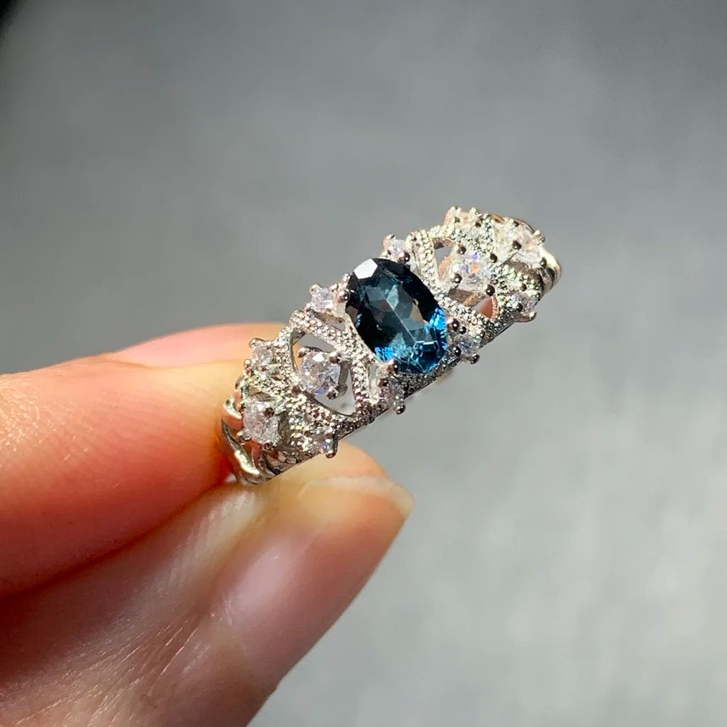 Natural Blue Topaz Ring