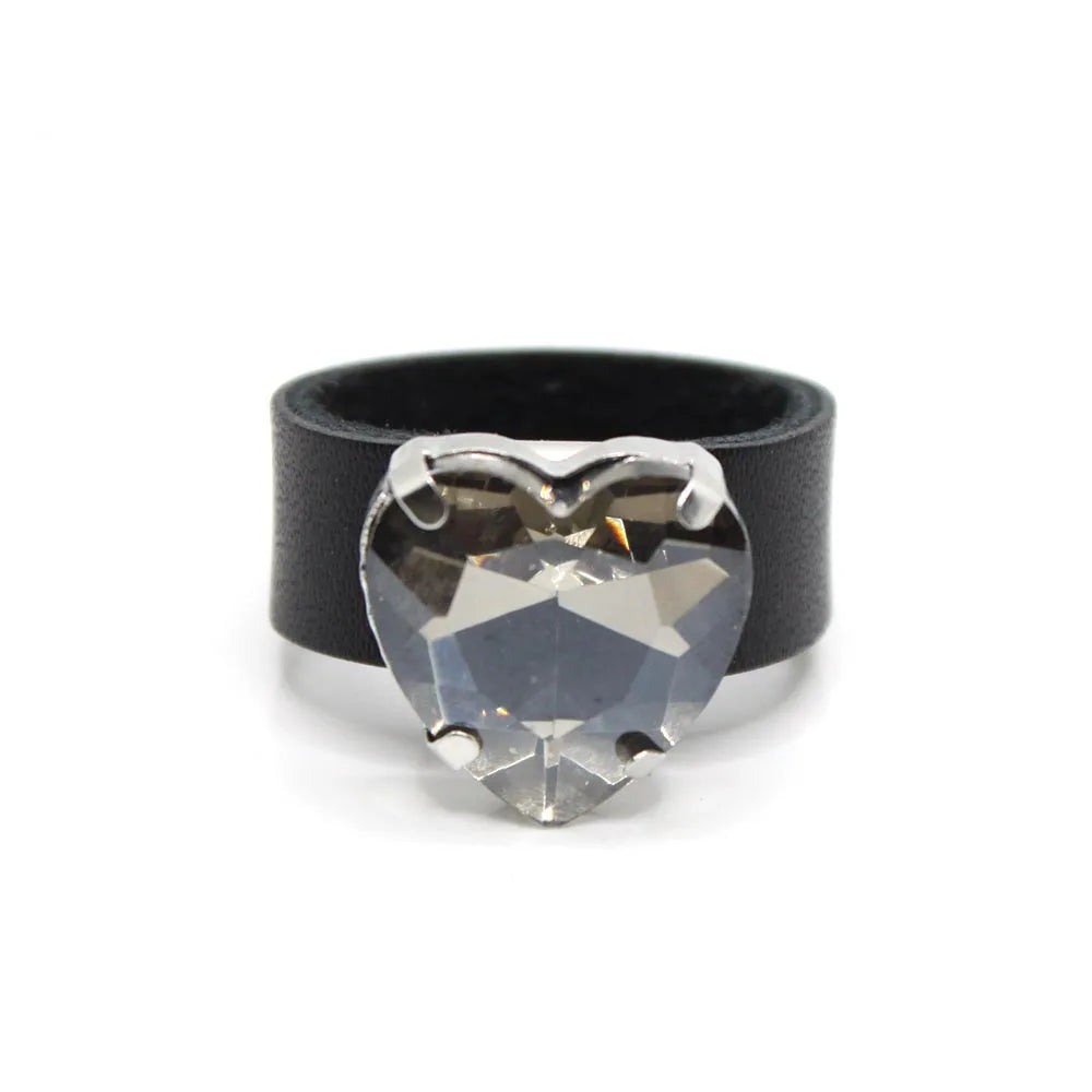 Madenmaz Fashion Crystal Punk Style Leather Ring - Image 4