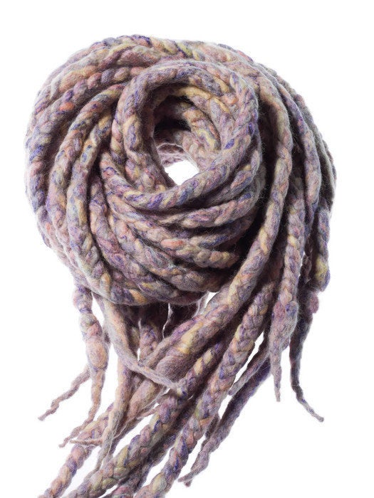 Wool Dreadlocks Blonde And Rainbow Pastel Blended Wrapped Custom