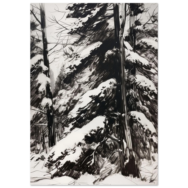 Snow-Covered Forest Illustration Poster