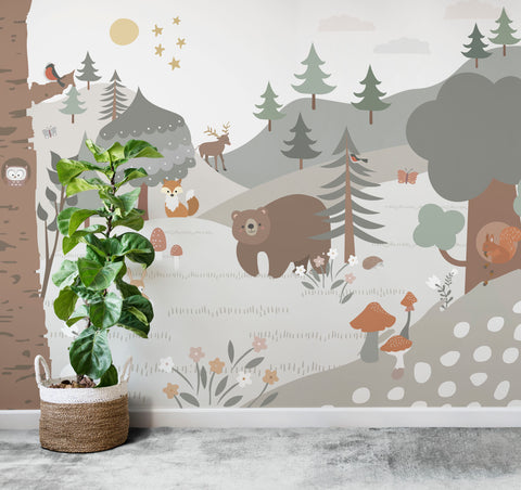 woodland wallpaper mural