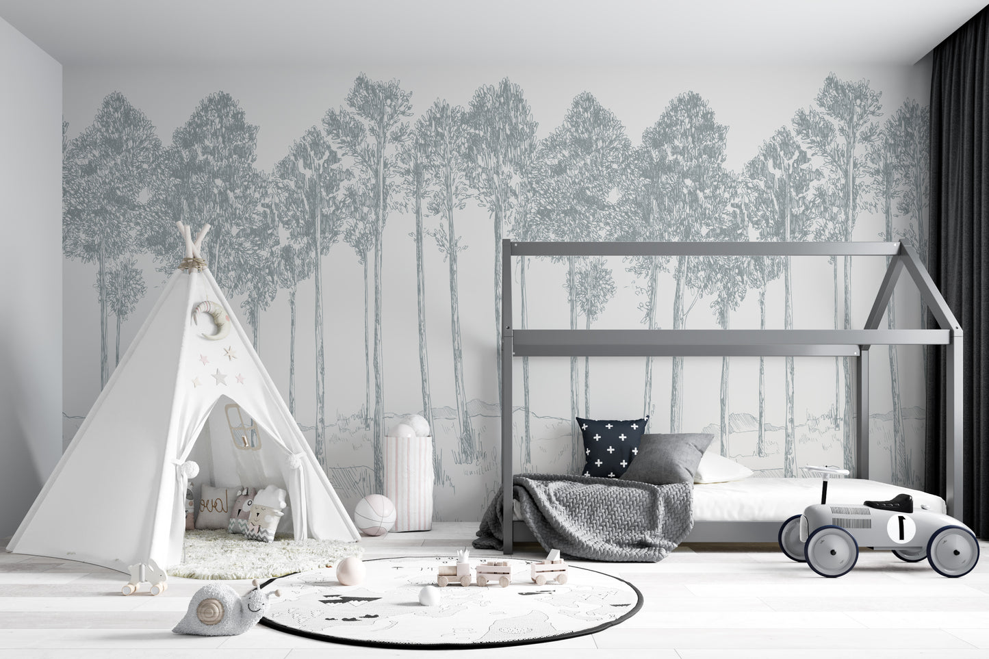 Buy Cartoon Birch Forest Nursery Wallpaper Simple Trees Forest Online in  India  Etsy