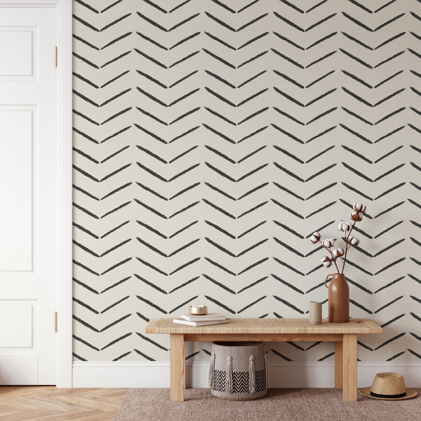 Modern Grey Herringbone Wallpaper  WallpaperMuralcom