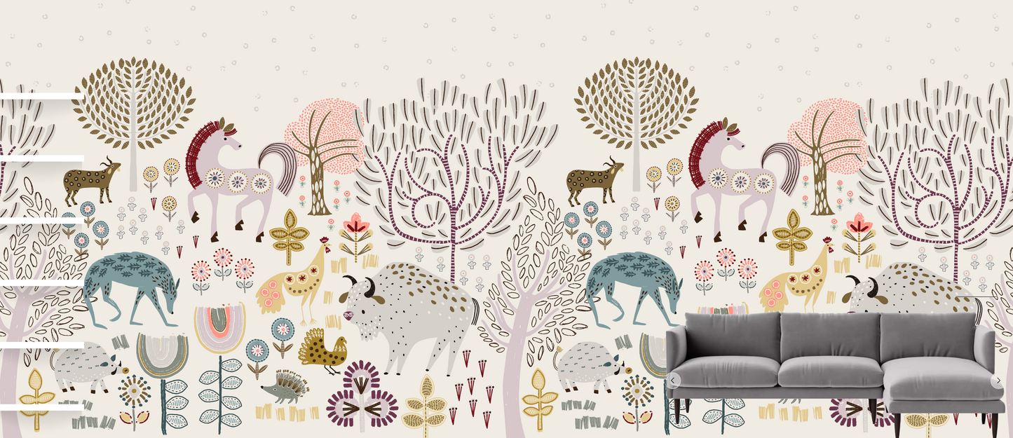 Superfresco Easy Woodland Animals Natural Wallpaper  10m  Wickescouk