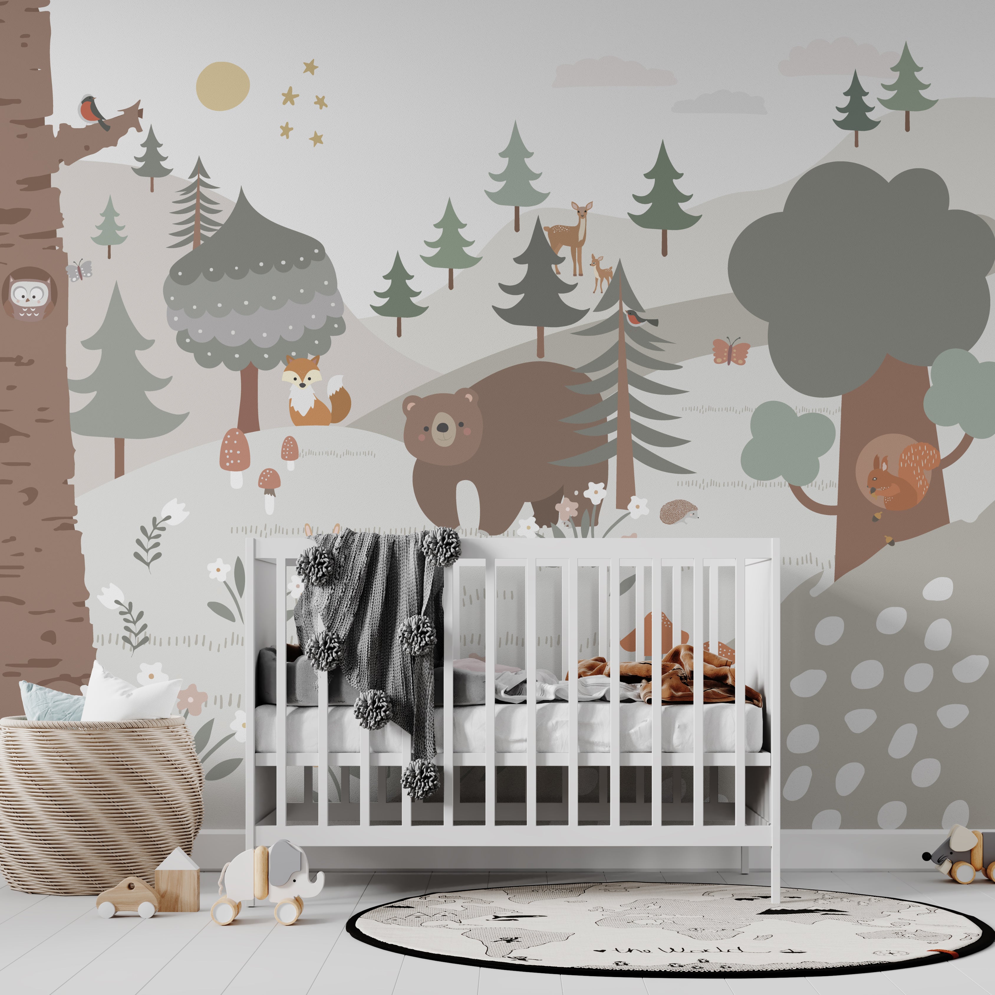 Amazoncom Kids Wallpaper Cute Woodland Animals Wallpaper Nursery  Watercolor Forest Wall Mural W  Handmade Products