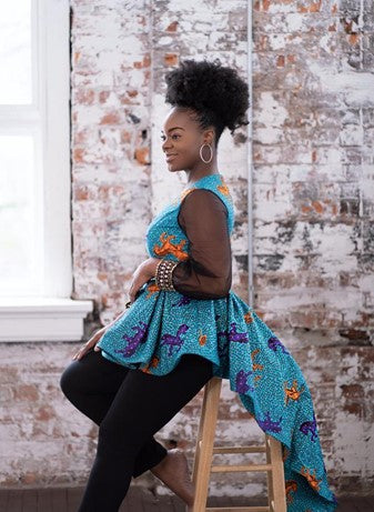 African Print Peplum Blouse