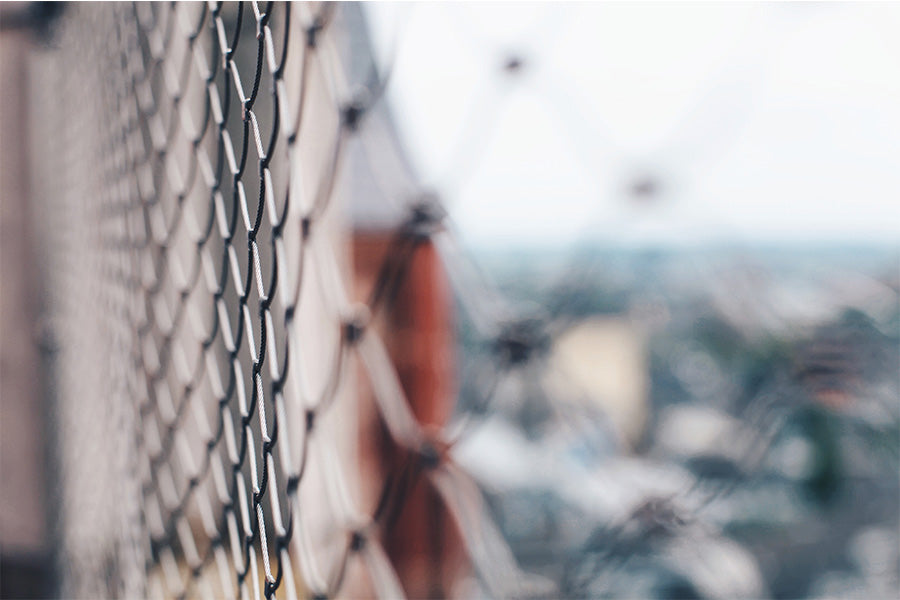 Gray chain-linked fence 