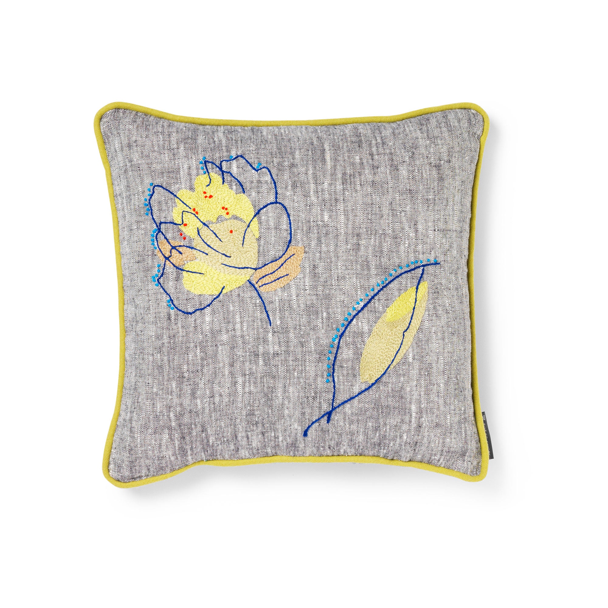 Rain Shadow Blue Leaf Rectangle Cushion | Fine Cell Work