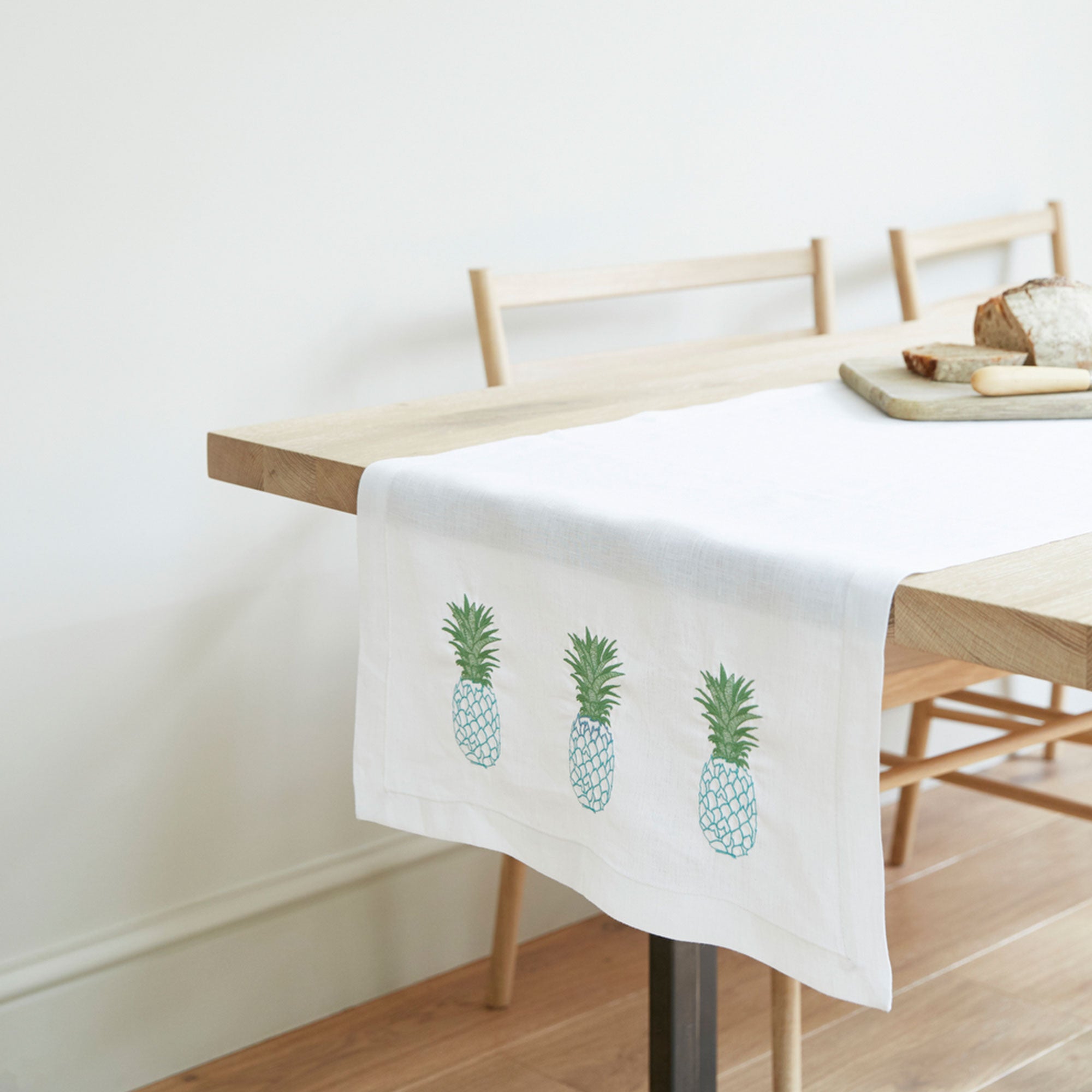 blue and green table runner